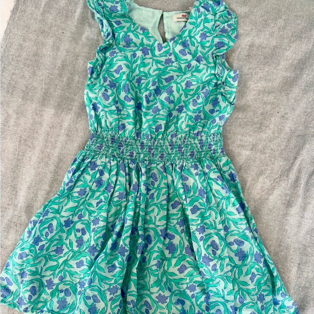 Vineyard Vines Kids Dress in Green and Blue Floral- Perfect condition